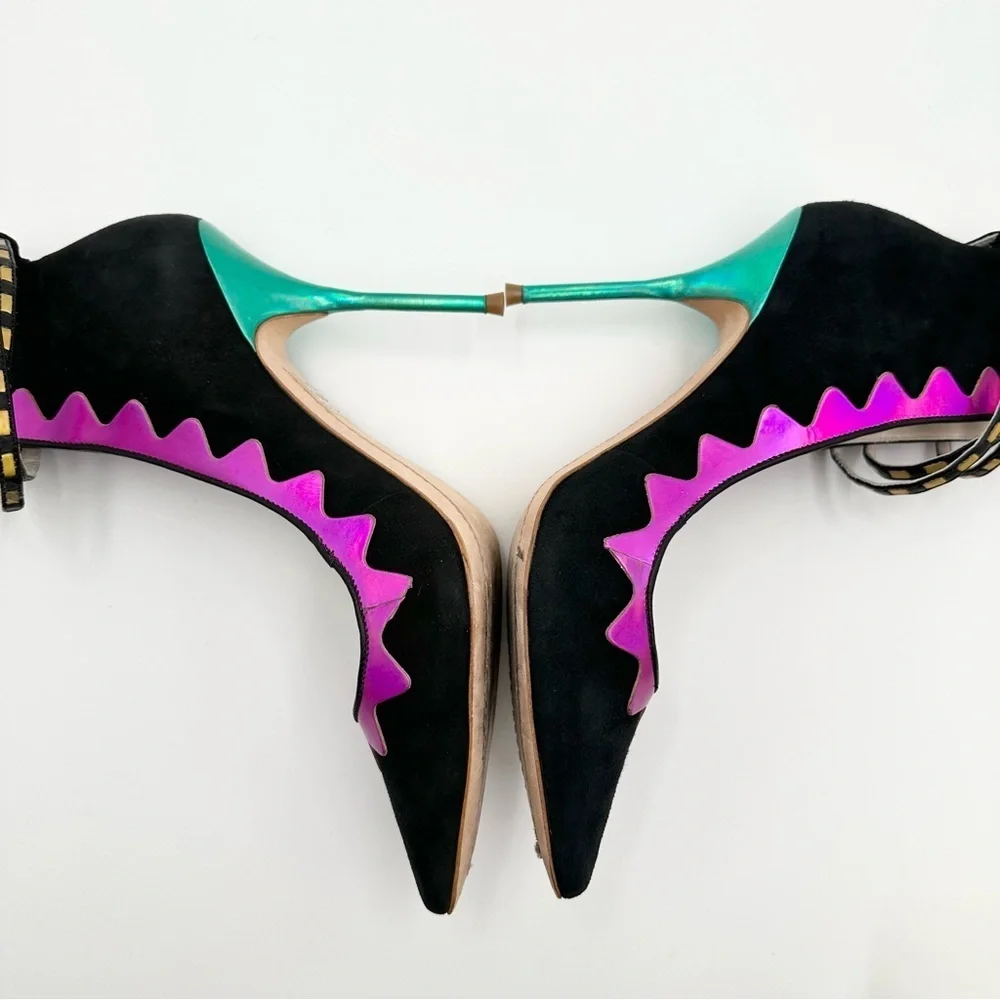 Sophia Webster Roka Iridescent Leather and Suede Pumps